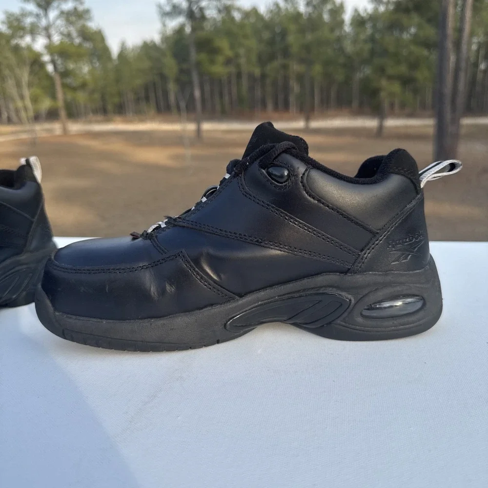 Reebok Tyak Shoes Women's‎ 6.5W Black Composite Toe Work Leather Sneaker Lace up